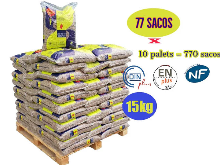 Pellet Asturias, 10 pallet da 770 sacchi da 15 kg