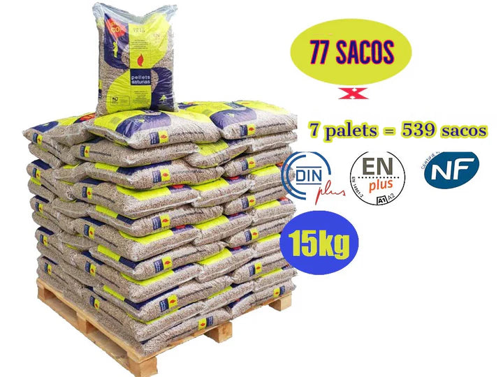 Pellet Asturias, 7 pallet da 539 sacchi da 15 kg