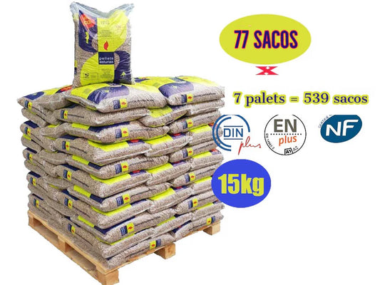 Pellet Asturias, 7 pallet da 539 sacchi da 15 kg