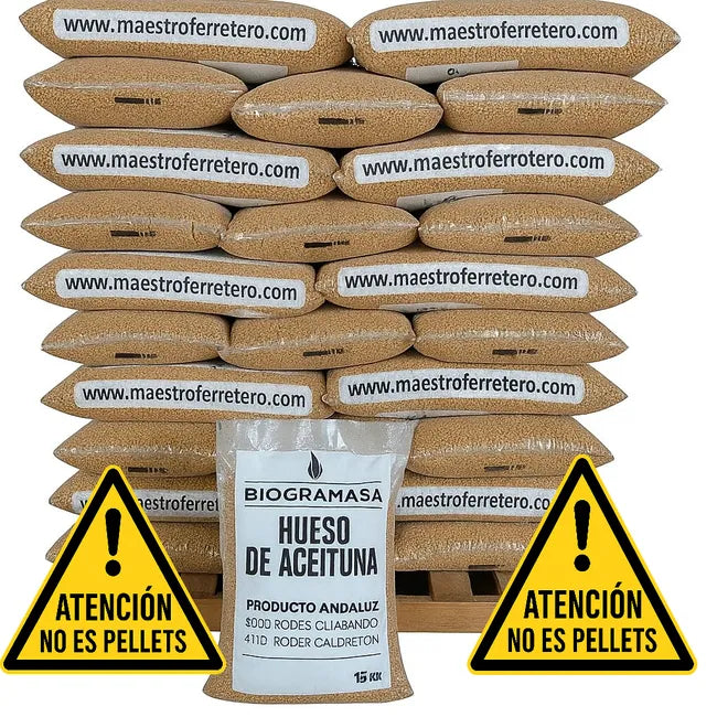 Biogramasa, pallet da 77 sacchi di nocciolino di oliva da 15 kg